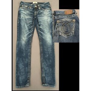 Big Star Jeans Womens 27 R Stretch Distressed JENAE Skinny Low Rise Acid Wash